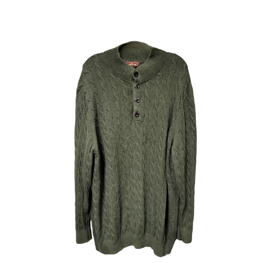 Men's Oakhill Forest Green Long Sleeve Sweater Size 2XL